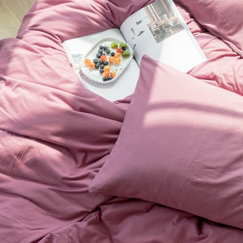 Queen Duvet Cover Set 3 Piece - 100% Jersey Knit Cotton Soft Mauve