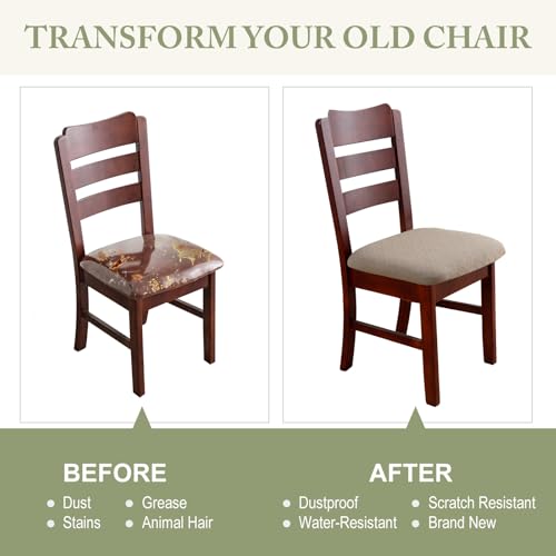 Waterproof Dining Chair Covers Set of 6 - Large, Taupe