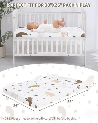 Pack and Play Mattress 38" x 26" - Waterproof & Washable Portable Playard Pad