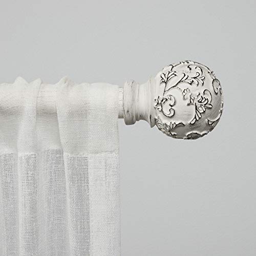 Adjustable Iron Curtain Rod Set with Floral Sphere Finials, 36-72 Inch