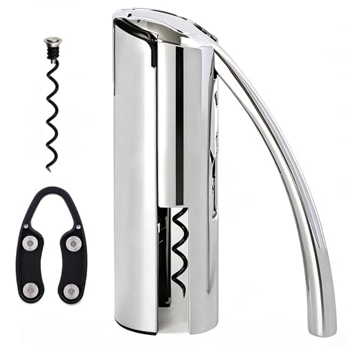 KAYCROWN Stainless Steel Lever Corkscrew Wine Opener with Foil Cutter & Extra Spiral