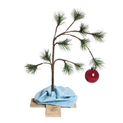 24-Inch Charlie Brown Christmas Tree Tabletop Decor with Ornament & Blanket