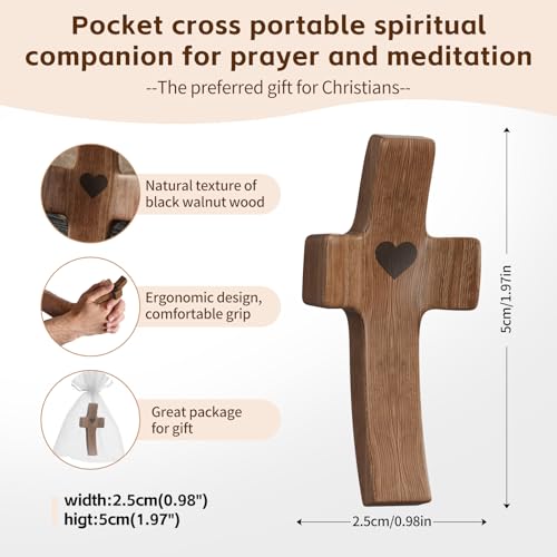 Wooden Pocket Cross Fidget Set (4 Pcs) - Anxiety Relief & Prayer Tool