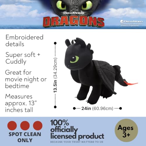 How to Train Your Dragon Toothless Plush Cuddle Pillow Buddy, 24-Inch