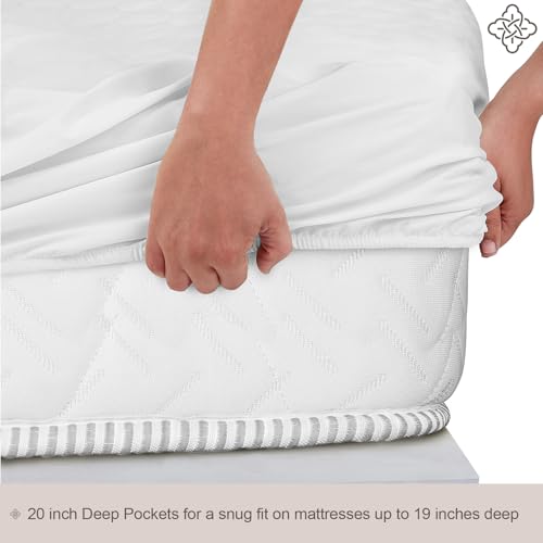 Organic Cotton Mattress Pad Cover - GOTS Certified King Size, 20-Inch Deep Pocket