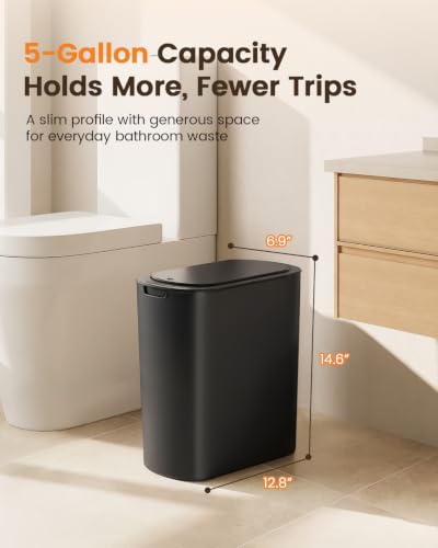 5 Gallon Automatic Touchless Trash Can with Motion Sensor Slim Black