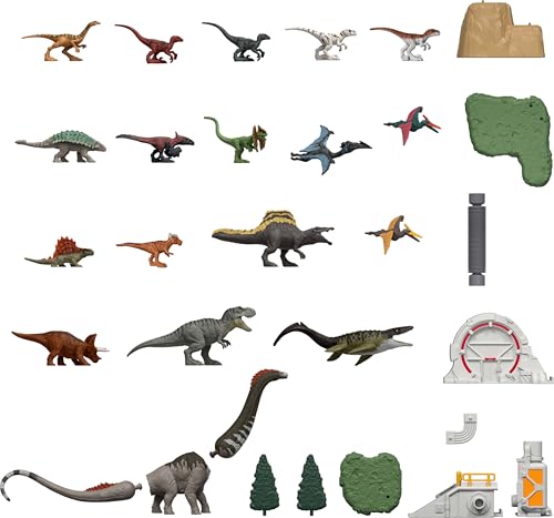 Mattel Jurassic World Rebirth Advent Calendar – 24 Dinosaur Surprises, 18 Mini Dinos & 4 Environment Pieces