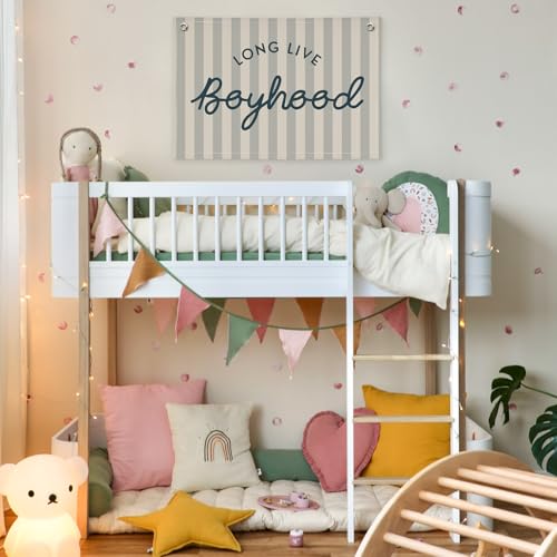 Long Live Boyhood Linen Wall Banner - 30x20 Inch Nursery Decor