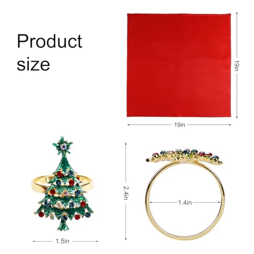 Getfitsoo Style4 Christmas Napkin Rings & Cloth Napkins Set of 12 - Red & Green Holiday Table Decor