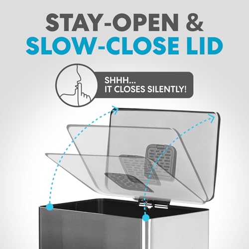 50 Liter Stainless Steel Step Trash Can with Soft-Close Lid