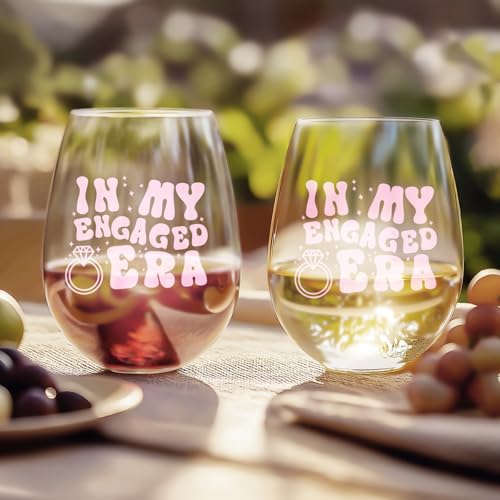 Pink 15 Oz Engagement Wine Glass - In My Engaged Era Gift for Women