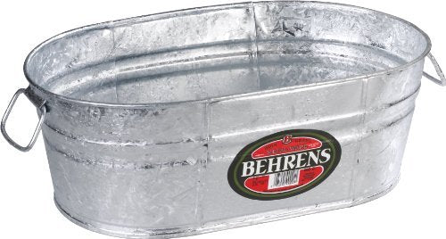 Behrens 4 Gallon Oval Steel Tub - Galvanized Beverage, Planter, & Storage