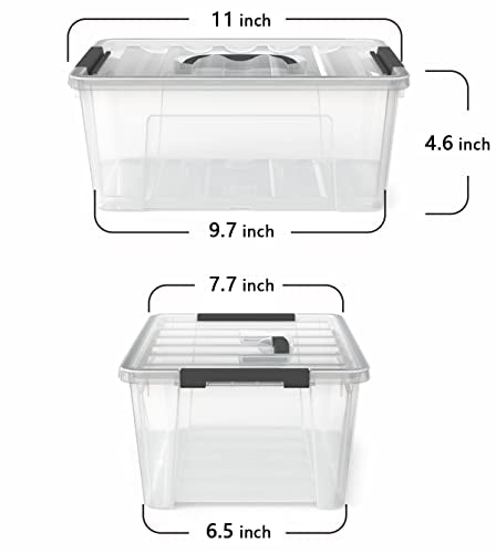 Clear Plastic Storage Bins with Lids and Handles 5-Quart 6-Pack