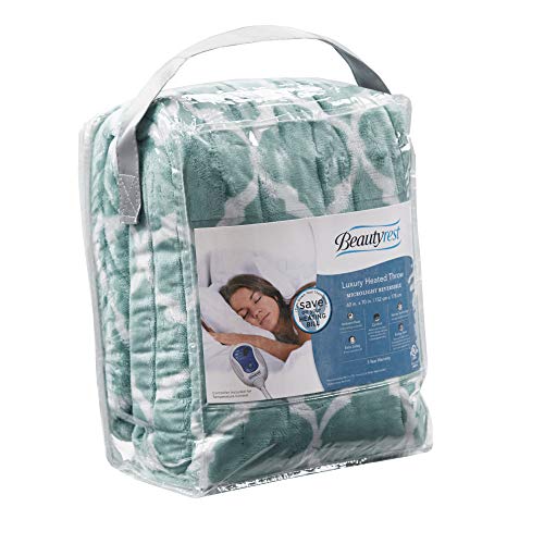 Oversized Plush Heated Throw Blanket, 60x70 Aqua Electric Blanket
