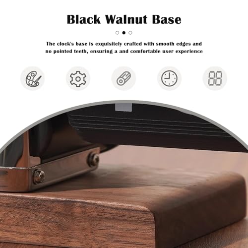 Retro Digital Flip Down Clock with Walnut Base - Mechanical Desk Clock
