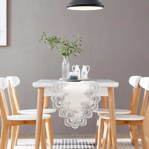 Off White 16 x 108 in Vintage Lace Macrame Table Runner – 108in / 16in Wide
