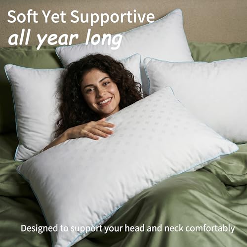 Queen Size Pillows Set of 2 - Down Alternative Bed Pillows for All Sleepers