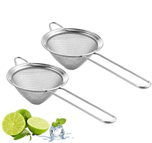LINALL 2 Pack 3.5-Inch Stainless Steel Fine Mesh Cocktail Strainers for Bar and Bartender