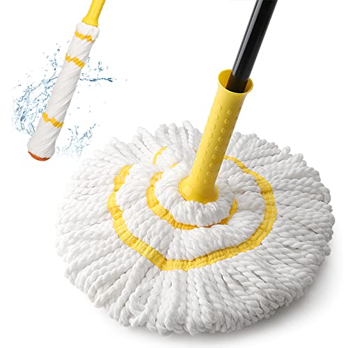 Self-Wringing Microfiber Twist Mop with 57" Long Handle & Scouring Pad