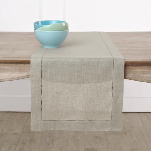 Solino Home Natural Linen Table Runner 14x120 Inches, 04 Natural Variation