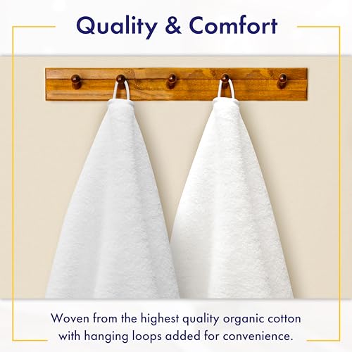 6-Piece Organic Cotton Bath Towel Set - Ultra Soft & Plush 700GSM White