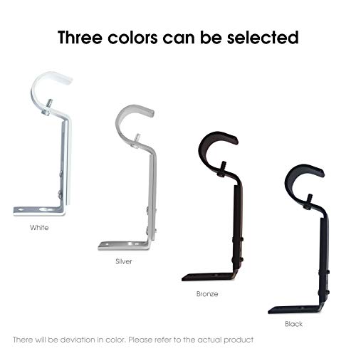 Heavy Duty Adjustable Curtain Rod Brackets, Bronze Metal Holders (Set of 3)