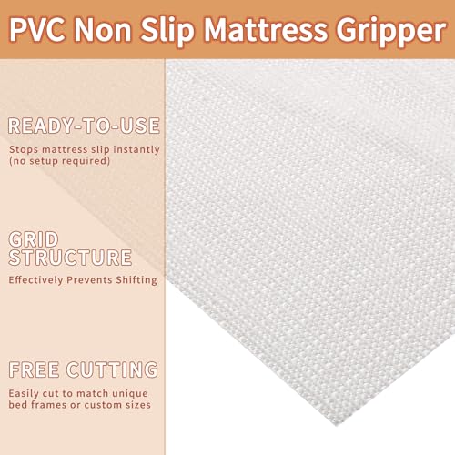 Queen Size Dual-Sided Non-Slip Mattress Gripper Pad - PVC Anti-Slide Mat (78.74 x 78.74 in)