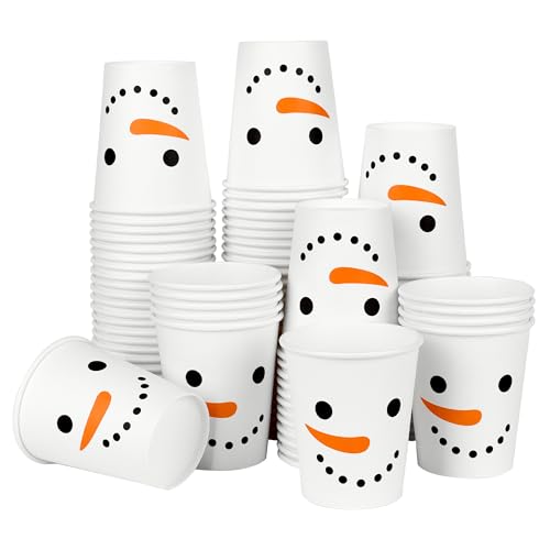 AimFun 100-Pack 9oz Snowman Christmas Cups Disposable Party Cups
