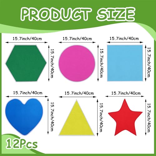 12-Piece Classroom Carpet Seats - Non-Slip Geometric Shape Mats for Kids