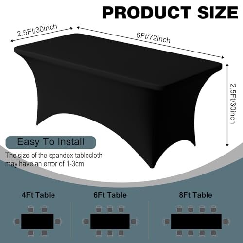 2-Pack 6ft Rectangular Spandex Tablecloth, Stretch Fitted Table Cover