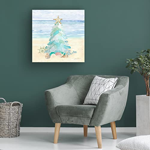 35" Coastal Seaglass Christmas Tree Canvas Wall Art by Jean Plout - Made in USA
