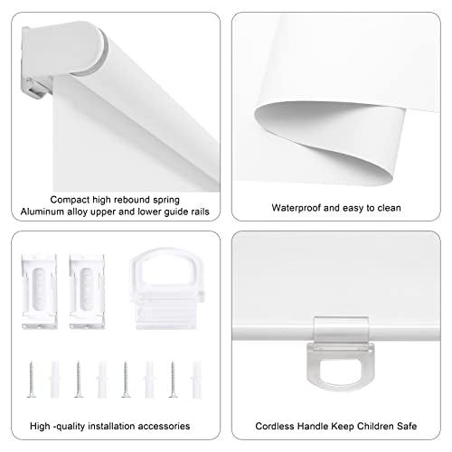 Cordless Blackout Roller Shades 23" W x 72" H - White
