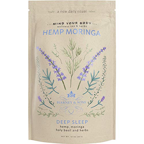 Harney & Sons Hemp Moringa | Deep Sleep Wellness Blend with Hemp, Moringa, Holy Basil & Herbs, 10 oz Bag
