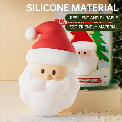 ELAMAS Santa Claus Night Light for Kids, Rechargeable LED Holiday Decor