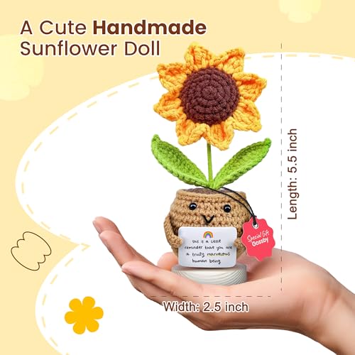 Handmade Crochet Sunflower Emotional Support Gift with Message Card