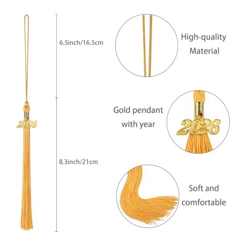 2026 Graduation Tassel with Gold Year Charm - Premium Rayon Cap Decoration