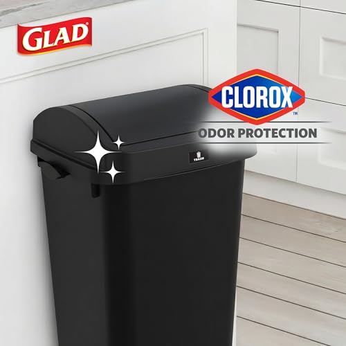 12 Gallon Trash Can with Swing Top Lid, Black Kitchen Waste Bin