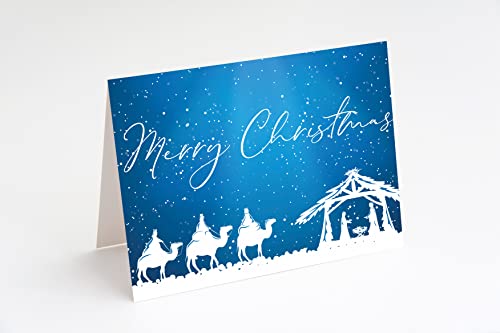 Snowing Nativity Christmas Card Pack of 24 Religious Holiday Greeting Cards