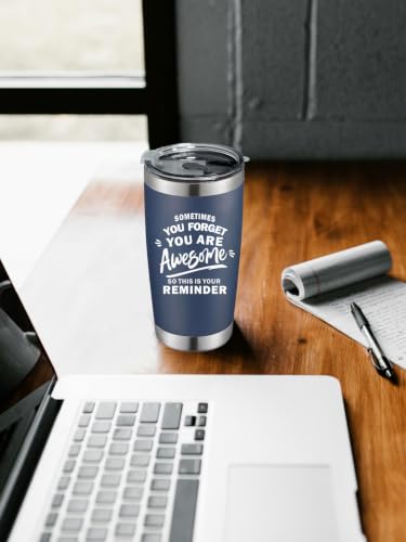 MAQLON 20 oz Navy Blue Inspirational Travel Tumbler - Coffee & Cold Drink Mug