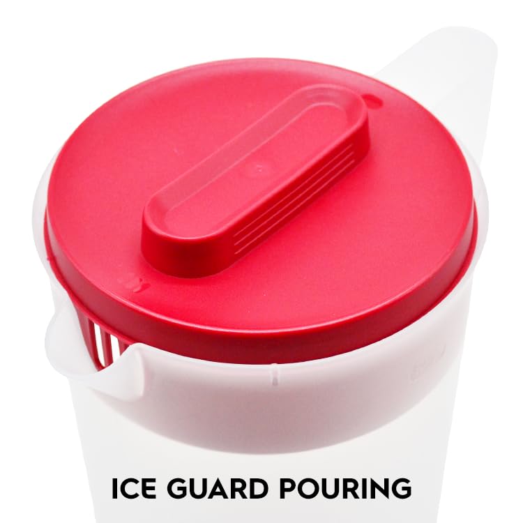 1 Pack 1 Gallon 4 Quarts Plastic Beverage Pitcher Clear Body & Red Lid, 3 Position Pour Spout Lid for Water Tea and Drinks