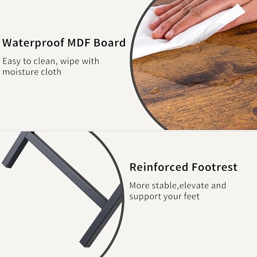 Foldable TV Tray Table Set of 2, Rustic Brown Portable Side Table