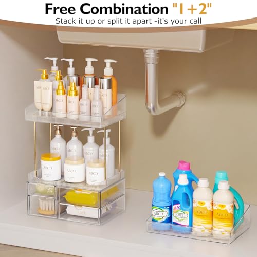 SNSLXH Clear 4-Tier Makeup Organizer with Drawers Bathroom Storage