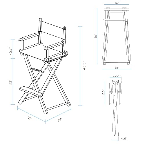 30-Inch Solid Wood Director Chair Frame, Foldable Honey Oak Finish