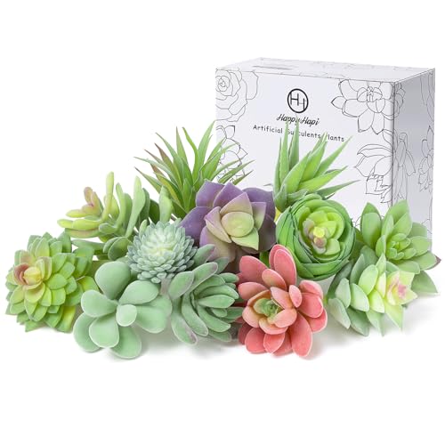 12 Pcs Mini Artificial Succulents, Flocked Faux Succulent Plants for Decor