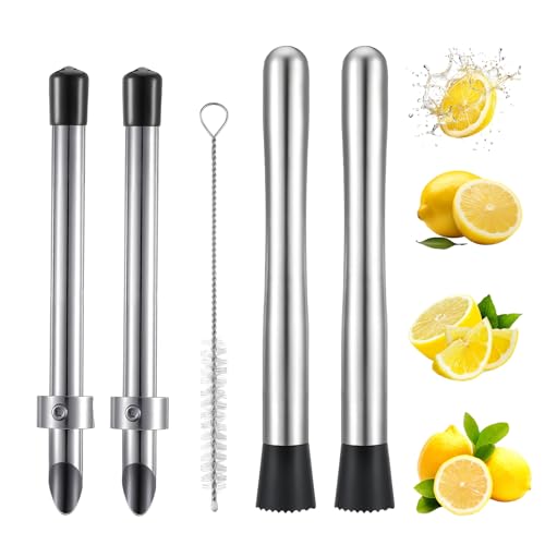 Sissatthai 5-Piece Stainless Steel Cocktail Bar Tool Set with Muddlers & Straw Punchers