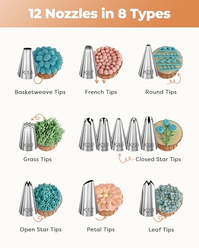 71-Piece Cake Decorating Kit - Rotating Turntable, Piping Tips & Bags