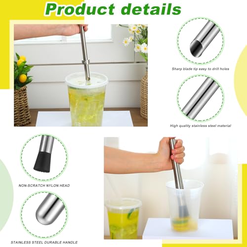 30oz Clear Plastic Lemonade Cups Set with Lids and Straws, 24-Pack