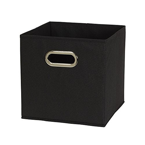 Foldable Fabric Storage Bins 6-Piece Set with Handles, Black
