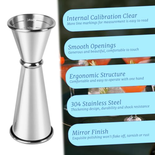 YOLCAR 2-Pack Stainless Steel Cocktail Jiggers 1oz & 2oz Measurement Set