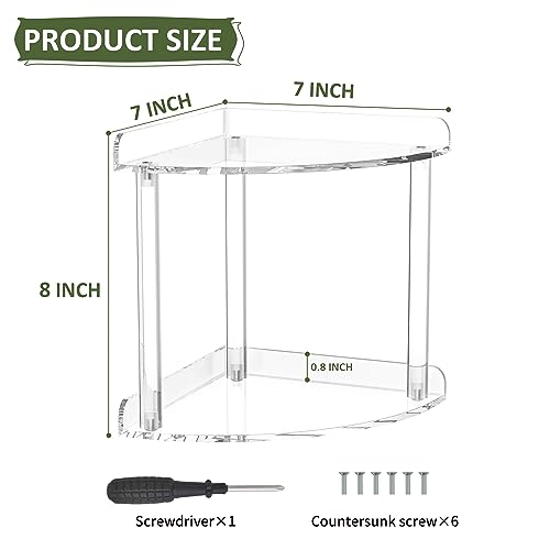 2-Tier Acrylic Corner Countertop Organizer Shelf, 7x7x8 Inch Storage Rack